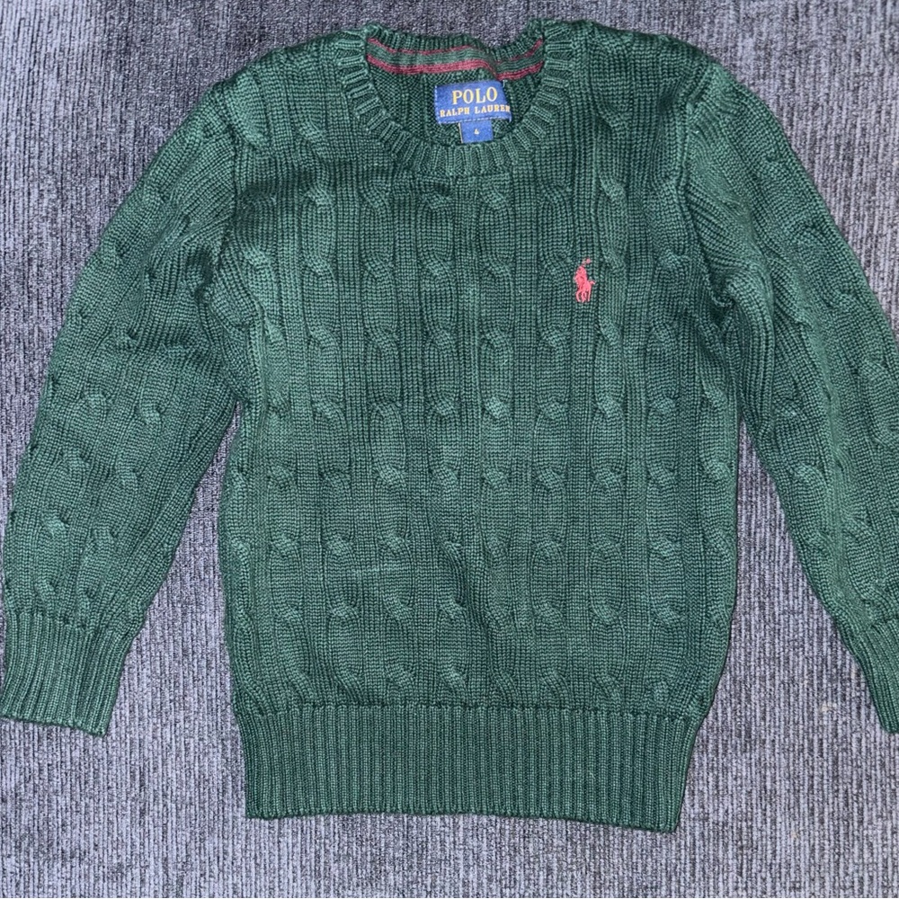 Little boys Ralph Lauren green crewneck sweater
